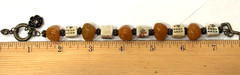 Asian Style Artisan Bracelet with Painted Ceramic Beads and Amber Colored Stones
