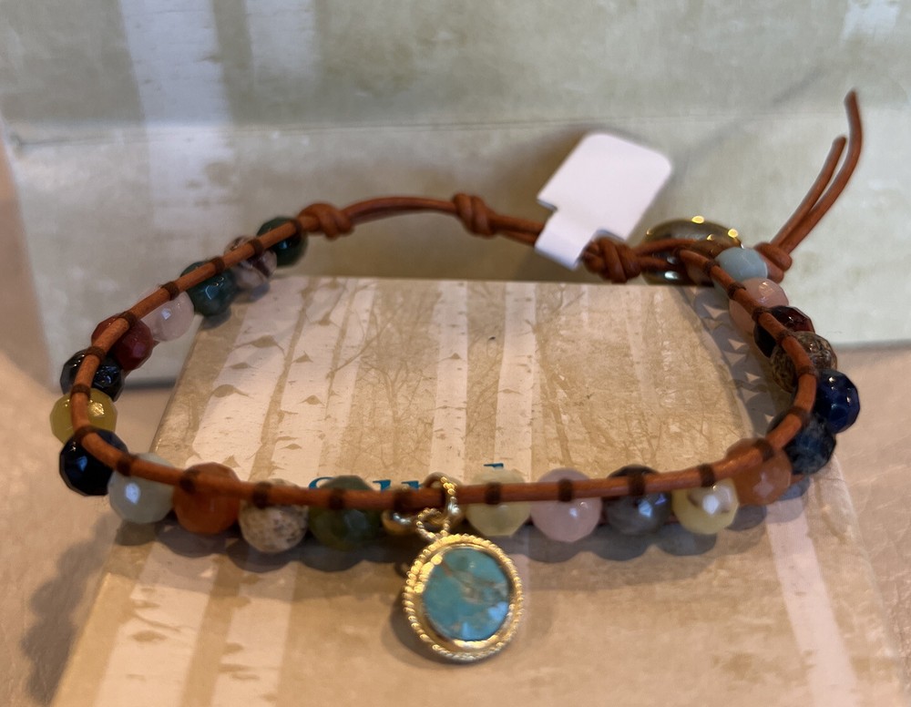 NWT Sundance Catalog Chan Luu Leather Gold Beaded “In the Mix Bracelet” $118