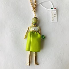 Murano Glass cc zecchin woman head doll  necklace 18″ / Pendant Made in Italy