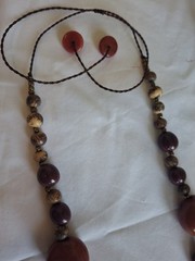 Tagua nut, ACAI Necklace Dark Red Hues, Chunky, Artisanal Handmade In Ecuador