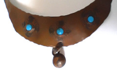 Hammered Copper Turquoise Choker Necklace Crescent Southwestern Adjustable