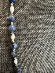 Blue Sodalite and White Mother Of Pearl Beaded Women’s Necklace