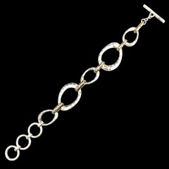 GRACE & HEART❤️ Sterling Silver & Brass HEAVY HAMMERED MULTI LINK Bracelet~NEW!