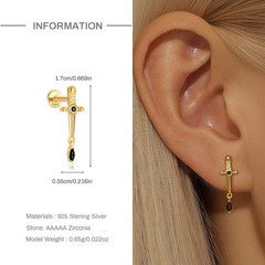 Gold Nap Earrings 925 Sterling Silver Flat Back Daith Tragus Piercing Earrings