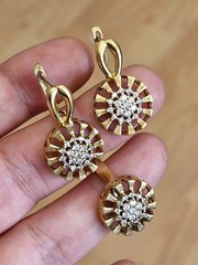 Turkish Handmade Jewelry Set 925 Sterling Silver Gold Plated Zircon Earrings Rin