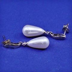 antique vermeil gold Sterling 925 silver handmade earrings teardrop faux pearl