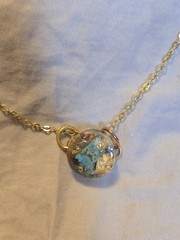 Minimalist Turquoise Pendant Necklace Artisan Made 18 In Gold Tone Chain