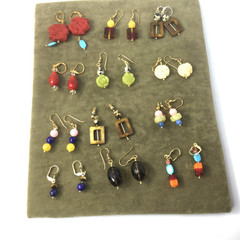 Handmade Dangle Earrings Agate Smoke Quartz Hematite Brass Mixed Beads 12 Pairs