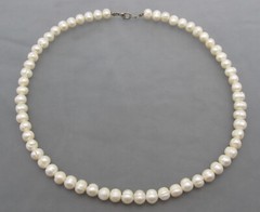 White Cultured Freshwater Pearl Strand Necklace 7mm – 9mm 19 1/2″