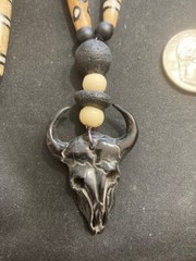 Very Cool Trio of Hand Painted Black Cow Skull Necklaces/ Film Collection