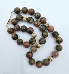 Jasper Stone Polished Round Beads Necklace Hook Clasp