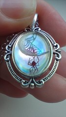 handmade cabochon spider web pendant necklace acrylic hand carved gothic jewelle