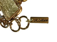 JILZARA Handmade Inlay Pink Green Clay REVERSIBLE TOGGLE Bracelet w Box