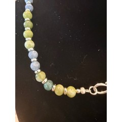 Seraphinite Teardrop Necklace Green Hand Beaded Earthy Boho Coastal Artisan
