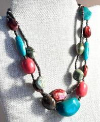 Artisan Handcrafted Double-Strand Coloful Acrylic Large Beads 16-18″ Necklace