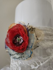 Organza Fabric Flower Brooch Pin
