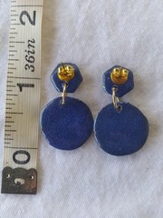 Handcrafted Polymer Clay Resin Gold Dangle Stud Earrings Blue Green
