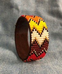 Handmade Beaded Cuff Bracelet Tribal Seed Bead Boho Statement Jewelry
