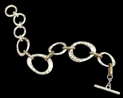GRACE & HEART❤️ Sterling Silver & Brass HEAVY HAMMERED MULTI LINK Bracelet~NEW!