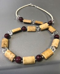Handmade Necklace of Brown and Purple Magnesite Gemstone Beads with Czech Glass