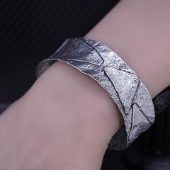 7”, vintage southwestern Sterling Silver 925 cuff bracelet geometric textures