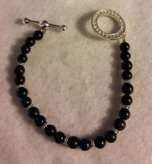Artisan Purple Gold Stone Silver Tone Beaded Bracelet size small/Average