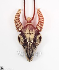 Baphomet Demon Goat Skull Pendant – Solid Bronze — Medieval/Gothic/Amulet/Gold