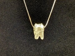 Handcrafted 999 Fine Silver Tooth Pendant On 16” 925 Snake Chain Necklace