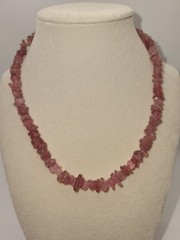 Handmade Strawberry Quartz Chip Necklace, Irregular Gemstone Beads