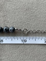 SNOWFLAKE OBSIDIAN Multi-size Beads Unisex Necklace 19” Stainless Steel