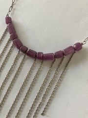 Sterling Silver Genuine Ruby Bead Dangle Chain Waterfall Necklace 16 – 18 Inch