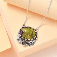 Artisan Crafted Tasmanian Stichtite Leaf Necklace 18″ in Sterling 13.75 cts