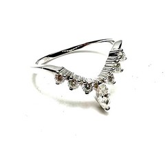 Chevron Band, Lab Grown Moissanite Ring Sterling Silver 925 , VVS D Color
