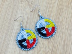 Handcrafted Blue Earrings Four Directions Medicine Wheel