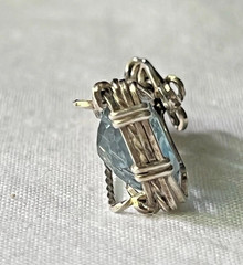 Artisan Blue Topaz Silver Tone Wire Wrapped Pendant
