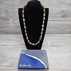 Lee Sands Amber and Turquoise 28″ Necklace made in Hawaii