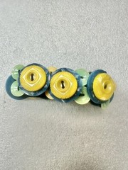 VTG Handmade Blue Yellow Green BUTTON Bracelet Stretch