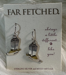 NEW Vintage FAR FETCHED Cowboy Boot Earrings .925 Silver Cowgirl Boot EW318 NWT