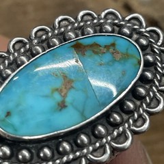 Navajo Royston Turquoise 925 Sterling Silver Statement Ring Signed-Sz 6.25