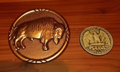 Copper Buffalo Bison Pin pinback Americana brooch