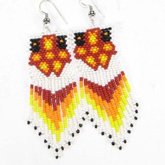 NEW ORANGE BROWN NATIVE STYLE HANDCRAFTED BEADED FASHION HOOK EARRINGS E18/20