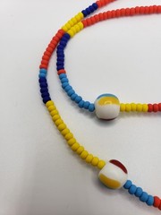 Handmade OOAK Color Block Glass Bead Necklace Czech Matte and Lampwork Beads 20”