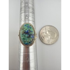 Sterling Silver Azurite-Malachite Artisan Statement Ring Size 7
