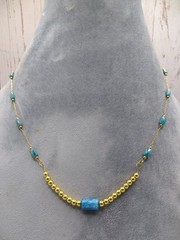 New Teal AB Glass Beads Beaded 18″ Gold Filled 1/20 12k GF Chain Necklace #159