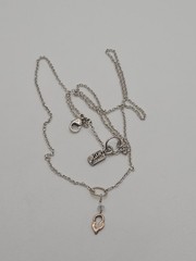 Jes Maharry Artisan Sterling Silver Dangle Gold Heart Dainty Tiny Necklace As Is