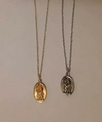 Sterling Silver or 12k GF St Christopher Charm Pendant Necklace Great Gift Idea!