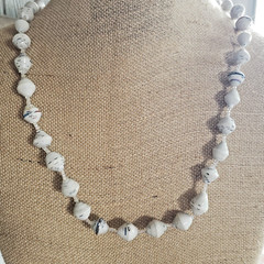 African- Handmade Recycled Paper Bead Necklace- Kenya- New- Varigated-b