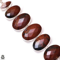 Heliotrope Irish Bloodstone Genuine Gemstone Silver Bracelet B4653