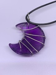 Amethyst Crescent Moon Wire Wrap Pendant
