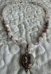 Pink Quartz Silver Plated Pendant Mix Gemstone Beaded Necklace-Handmade
